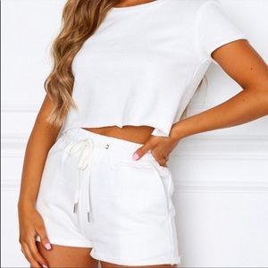 White Fox Lover Boy Crop Top and Shorts Set